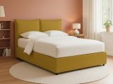 Letto Piazza e Mezza Giallo Ocra Sfoderabile Contenitore, Dimensione Materasso 120x200 cm - Marmora