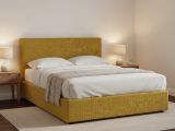 Letto Piazza e Mezza Giallo Ocra Sfoderabile Contenitore, Dimensione Materasso 120x200 cm - Noceto
