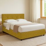 Letto Piazza e Mezza Giallo Ocra Sfoderabile Contenitore, Dimensione Materasso 120x200 cm - Pollutri