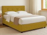 Letto Piazza e Mezza Giallo Ocra Sfoderabile Contenitore, Dimensione Materasso 120x200 cm - Pollutri