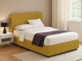 Letto Piazza e Mezza Giallo Ocra Sfoderabile Contenitore, Dimensione Materasso 120x200 cm - Rezzago