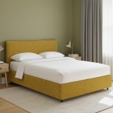 Letto Piazza e Mezza Giallo Ocra Sfoderabile Contenitore, Dimensione Materasso 120x200 cm - Silandro
