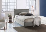 Letto piazza e mezza Gloria, Letto contenitore con rivestimento in tessuto, 100% Made in Italy, Apertura frontale, adatto per materasso Cm 120x190, Grigio