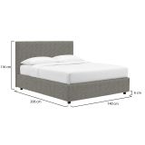 Letto Piazza e Mezza Grigio Cenere Sfoderabile Contenitore, Dimensione Materasso 120x190 cm - Ciconio