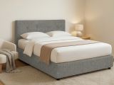 Letto Piazza e Mezza Grigio Cenere Sfoderabile Contenitore, Dimensione Materasso 120x190 cm - Dogliola