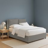 Letto Piazza e Mezza Grigio Cenere Sfoderabile Contenitore, Dimensione Materasso 120x190 cm - Erchie