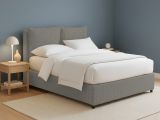 Letto Piazza e Mezza Grigio Cenere Sfoderabile Contenitore, Dimensione Materasso 120x190 cm - Erchie