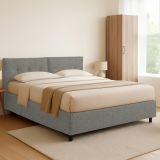 Letto Piazza e Mezza Grigio Cenere Sfoderabile Contenitore, Dimensione Materasso 120x200 cm - Concesio
