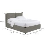 Letto Piazza e Mezza Grigio Cenere Sfoderabile Contenitore, Dimensione Materasso 120x200 cm - Diamante