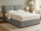 Letto Piazza e Mezza Grigio Cenere Sfoderabile Contenitore, Dimensione Materasso 120x200 cm - Marmora