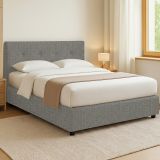 Letto Piazza e Mezza Grigio Cenere Sfoderabile Contenitore, Dimensione Materasso 120x200 cm - Pollutri