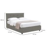 Letto Piazza e Mezza Grigio Cenere Sfoderabile Contenitore, Dimensione Materasso 120x200 cm - Pollutri