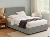 Letto Piazza e Mezza Grigio Cenere Sfoderabile Contenitore, Dimensione Materasso 120x200 cm - Rezzago