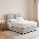 Letto Piazza e Mezza Grigio Chiaro Sfoderabile Contenitore, Dimensione Materasso 120x190 cm - Erchie
