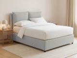 Letto Piazza e Mezza Grigio Chiaro Sfoderabile Contenitore, Dimensione Materasso 120x190 cm - Erchie