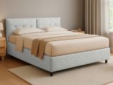 Letto Piazza e Mezza Grigio Chiaro Sfoderabile Contenitore, Dimensione Materasso 120x190 cm - Forli