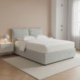 Letto Piazza e Mezza Grigio Chiaro Sfoderabile Contenitore, Dimensione Materasso 120x190 cm - Rabbi