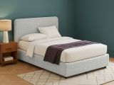 Letto Piazza e Mezza Grigio Chiaro Sfoderabile Contenitore, Dimensione Materasso 120x190 cm - Rodero