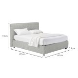 Letto Piazza e Mezza Grigio Chiaro Sfoderabile Contenitore, Dimensione Materasso 120x200 cm - Codevigo
