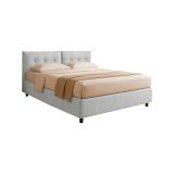 Letto Piazza e Mezza Grigio Chiaro Sfoderabile Contenitore, Dimensione Materasso 120x200 cm - Concesio
