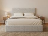 Letto Piazza e Mezza Grigio Chiaro Sfoderabile Contenitore, Dimensione Materasso 120x200 cm - Noceto