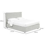 Letto Piazza e Mezza Grigio Chiaro Sfoderabile Contenitore, Dimensione Materasso 120x200 cm - Silandro