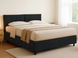 Letto Piazza e Mezza Grigio Scuro Sfoderabile Contenitore, Dimensione Materasso 120x190 cm - Forli