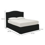Letto Piazza e Mezza Grigio Scuro Sfoderabile Contenitore, Dimensione Materasso 120x190 cm - Lavagna