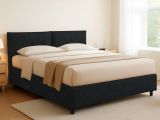 Letto Piazza e Mezza Grigio Scuro Sfoderabile Contenitore, Dimensione Materasso 120x200 cm - Concesio