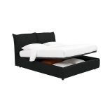 Letto Piazza e Mezza Grigio Scuro Sfoderabile Contenitore, Dimensione Materasso 120x200 cm - Marmora