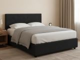 Letto Piazza e Mezza Grigio Scuro Sfoderabile Contenitore, Dimensione Materasso 120x200 cm - Noceto