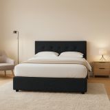 Letto Piazza e Mezza Grigio Scuro Sfoderabile Contenitore, Dimensione Materasso 120x200 cm - Pollutri