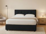 Letto Piazza e Mezza Grigio Scuro Sfoderabile Contenitore, Dimensione Materasso 120x200 cm - Pollutri