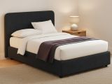 Letto Piazza e Mezza Grigio Scuro Sfoderabile Contenitore, Dimensione Materasso 120x200 cm - Rezzago