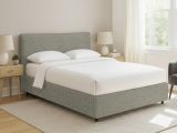 Letto Piazza e Mezza Grigio Sfoderabile Contenitore, Dimensione Materasso 120x190 cm - Cirie