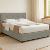 Letto Piazza e Mezza Grigio Sfoderabile Contenitore, Dimensione Materasso 120x190 cm - Dogliola