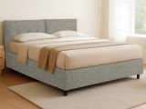 Letto Piazza e Mezza Grigio Sfoderabile Contenitore, Dimensione Materasso 120x190 cm - Forli