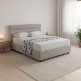 Letto Piazza e Mezza Grigio Sfoderabile Contenitore, Dimensione Materasso 120x190 cm Made in Italy - Brivio