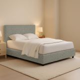 Letto Piazza e Mezza Grigio Sfoderabile Contenitore, Dimensione Materasso 120x190 cm - Medolago