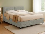 Letto Piazza e Mezza Grigio Sfoderabile Contenitore, Dimensione Materasso 120x200 cm - Concesio