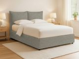 Letto Piazza e Mezza Grigio Sfoderabile Contenitore, Dimensione Materasso 120x200 cm - Marmora