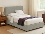 Letto Piazza e Mezza Grigio Sfoderabile Contenitore, Dimensione Materasso 120x200 cm - Rezzago