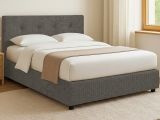 Letto Piazza e Mezza Grigio Tortora Sfoderabile Contenitore, Dimensione Materasso 120x190 cm - Dogliola