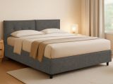 Letto Piazza e Mezza Grigio Tortora Sfoderabile Contenitore, Dimensione Materasso 120x190 cm - Forli
