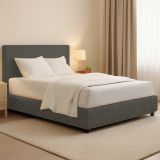 Letto Piazza e Mezza Grigio Tortora Sfoderabile Contenitore, Dimensione Materasso 120x190 cm - Medolago