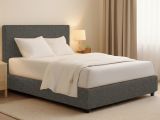 Letto Piazza e Mezza Grigio Tortora Sfoderabile Contenitore, Dimensione Materasso 120x190 cm - Medolago