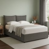 Letto Piazza e Mezza Grigio Tortora Sfoderabile Contenitore, Dimensione Materasso 120x190 cm - Rabbi