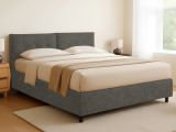 Letto Piazza e Mezza Grigio Tortora Sfoderabile Contenitore, Dimensione Materasso 120x200 cm - Concesio