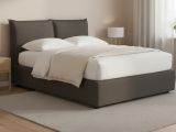 Letto Piazza e Mezza Grigio Tortora Sfoderabile Contenitore, Dimensione Materasso 120x200 cm - Marmora