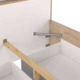 Letto piazza e mezza Jean, 206x150 h97 cm, Rovere e Bianco